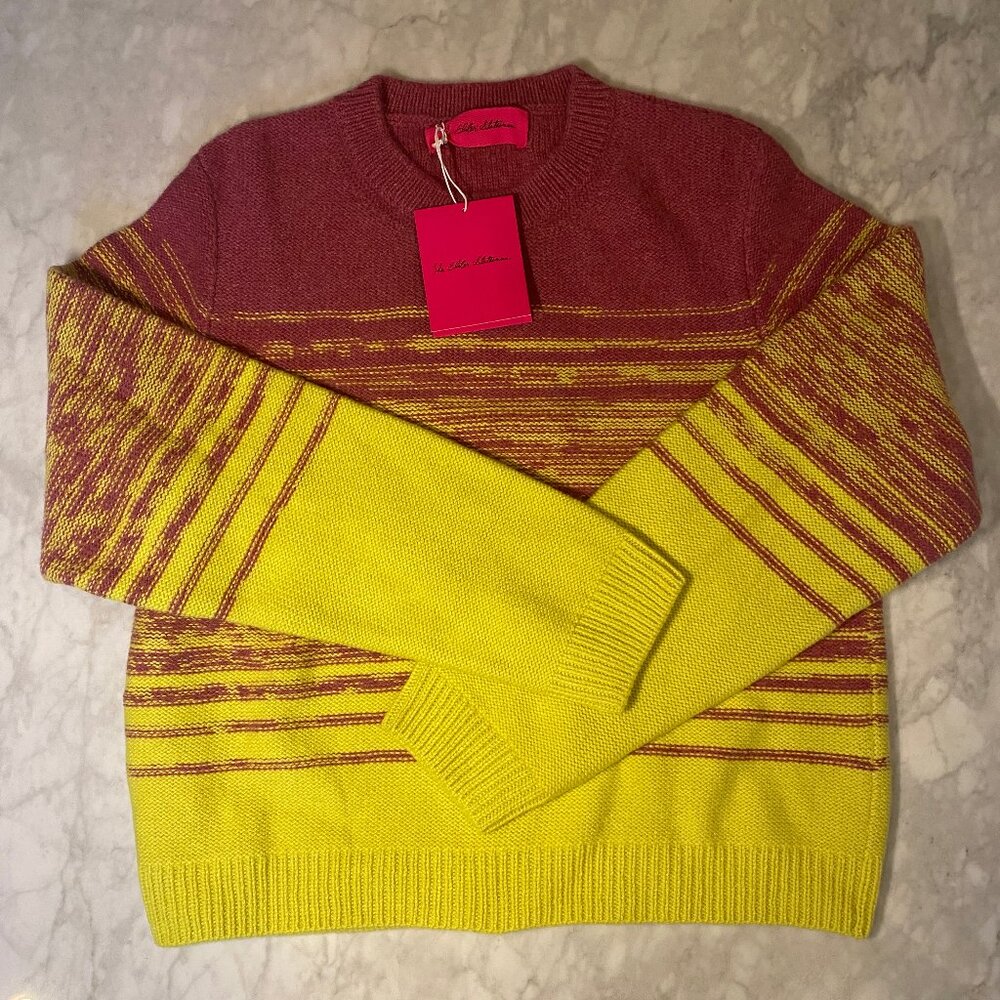 $1245 The Elder Statesman Cashmere Red Large Women's Crew Sweater NEW W/ TAG